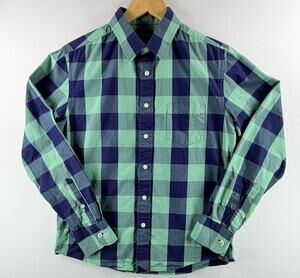 UNTUCKit Men’s Bonarda Green Blue Buffalo Checker Long Sleeve Shirt Size M